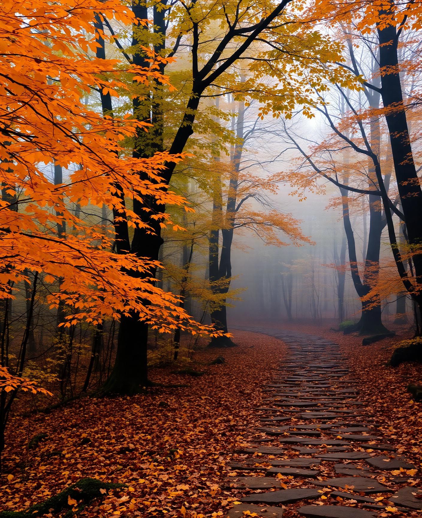 La forêt orangée en automne