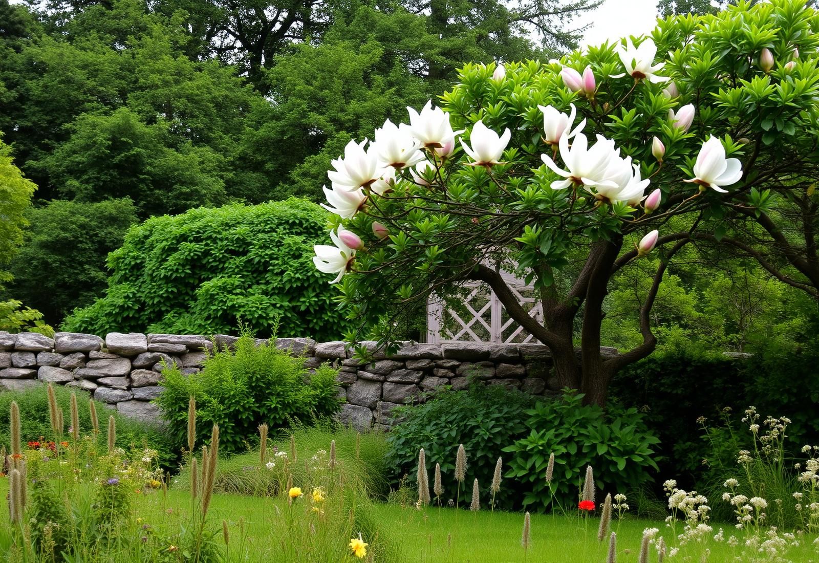 Le jardin et le magnolia