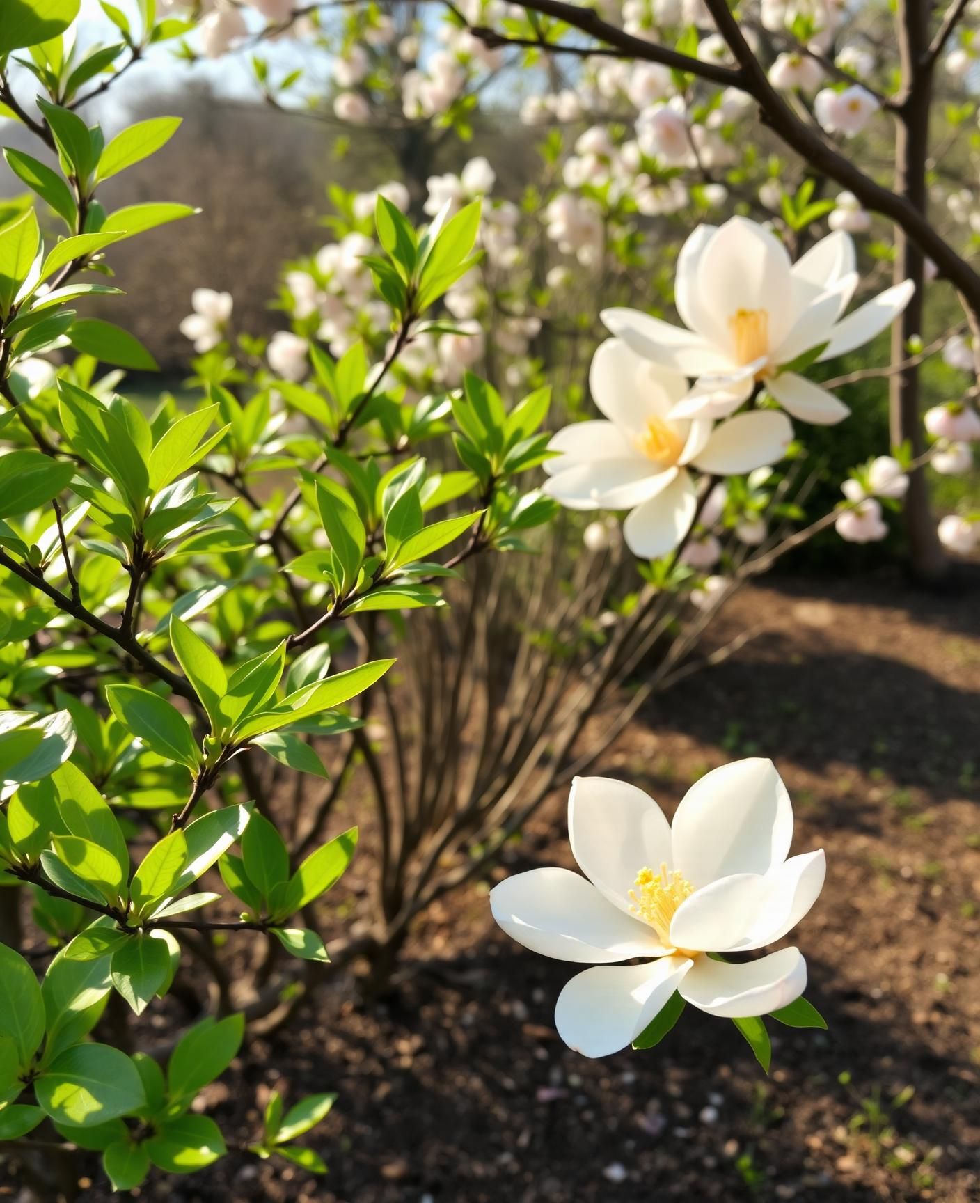 Le magnolia en fleurs au printemps